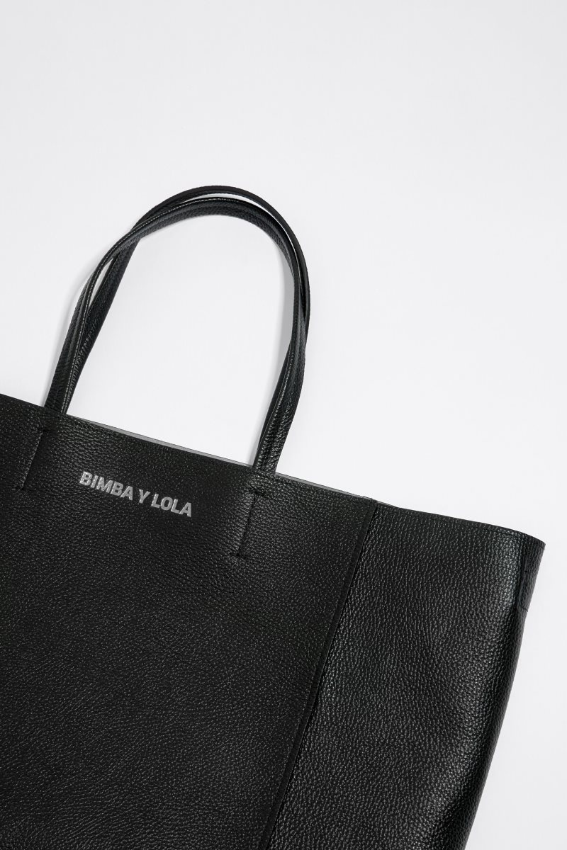 Bimba Y Lola L Leather Shopper Bag Black | USA 1785YZQIC